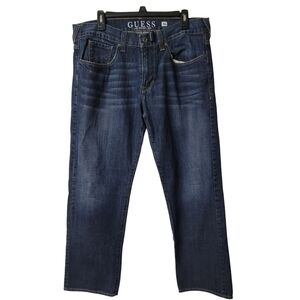 GUESS Men's Dark Blue Straight Jeans